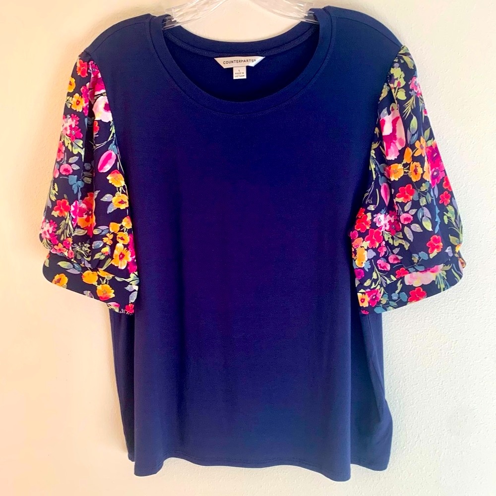 Counterparts Navy Top with Floral
